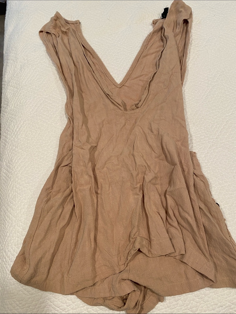 Sleeveless V-Neck Taupe Romper